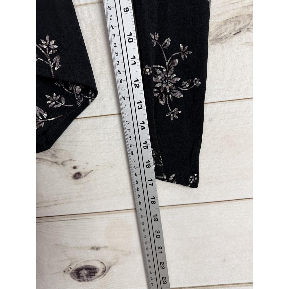 ES SL Top Skirt Set Womens Medium Black Floral Jersey 2 Piece Made USA - Picture 8 of 15
